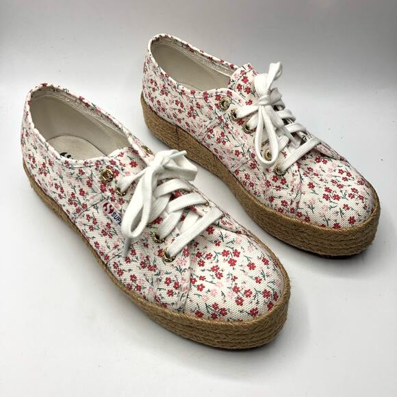 Superga  Floral Canvas Print Platform Espardrille Snearkers EU 40 / US 9 - Picture 2 of 11